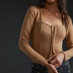 BB Dakota Ribbed Corset Seamed Top